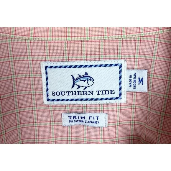 Southern Tide Plaid Trim Fit Button Down Long Sleeve Shirt Size Medium Cotton - Picture 3 of 10